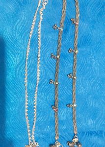 2 PairslAnklets Chain And Saree Brooch Pin  Set