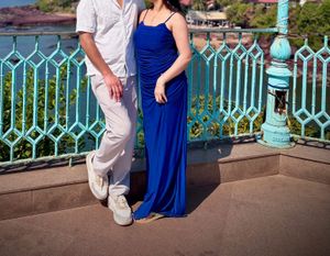 Elegant Royal Blue Ruched Bodycon Dress