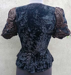 Crushed Velvet Peplum Top