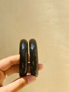 y2k Chunky Black Faceted Bangles (Set of 2)
