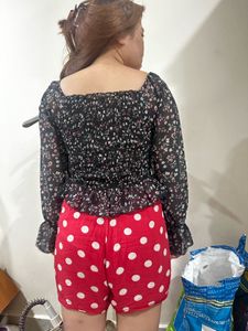 Chic Smocked Floral Print Top