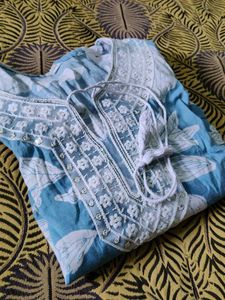 Blue Floral Kurta