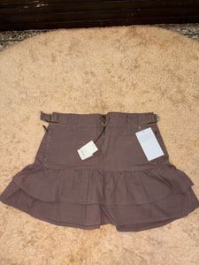 Brown Ruffled Mini Skirt