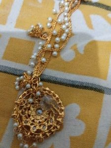 Ethnic Pearl &amp; Gold Tone Bahubali Earrings