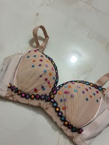 Sheer polka dot bra