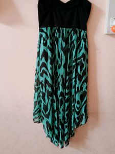 Stylish Black &amp; Teal Print Dress