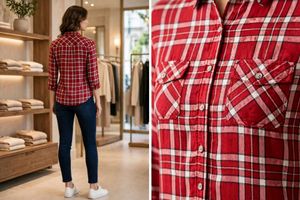 Red Plaid Button-Up Shirt