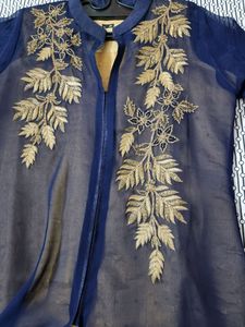 Elegant Navy Blue Embroidered Tunic
