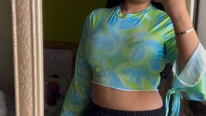 Tie-Dye Crop Top with Bell Sleeves