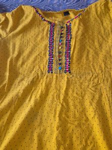 Yellow Embroidered Kurta