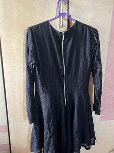 Chic Black Lace Fit and Flare Dress