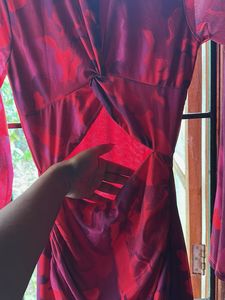 Stunning Red Floral Cutout Maxi Dress