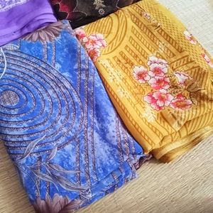 Vibrant Printed Sarees - Set of 4 fancy used