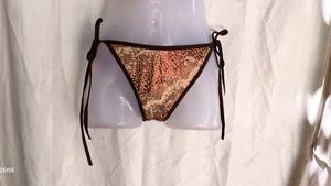 411124. Snake Print Tie-Side Bikini Bottom