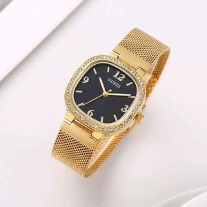 Guess Gold Mesh Watch with Rhinestones