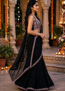 navy blue with pink touch saree style sharara set
