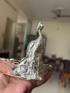 Decorative Silver Peacock Showpiece Bowl