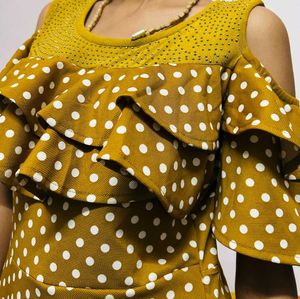 Net Embellished Mustard Gown
