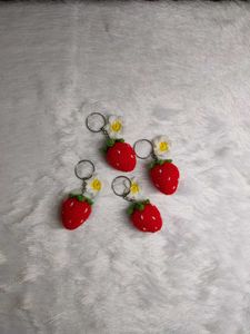 Strawberry Crochet Keychain