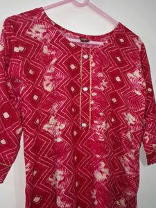 Red Geometric Jaipuri Print Kurta