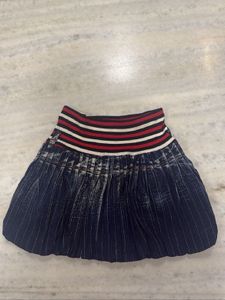 Denim Pleated Skirt