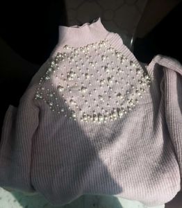 Pink Pearl Embellished Sweater
