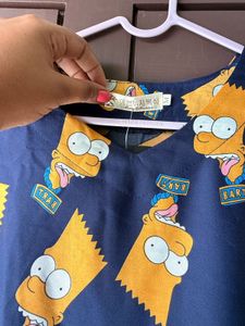 Bart Simpson Print Navy Top