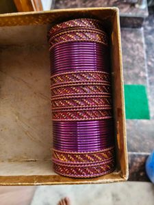 Purple Glitter Bangles Set