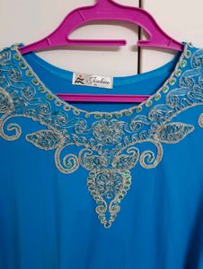 Elegant Blue Embellished Top