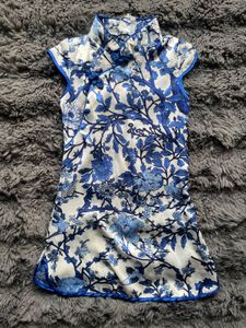 Imported Blue Floral Chinese Style Dress