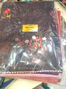 Tissue Fabric Saree With Embroidery Work Design