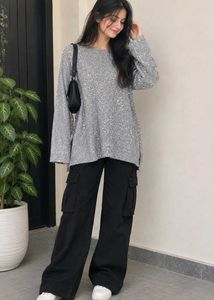 Sparkly Grey Knit Sweater