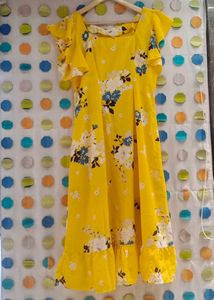 Yellow Floral Ruffle Dress