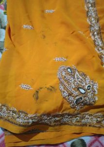 Yellow Embroidered Saree