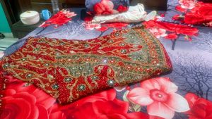 Red Embellished fish cut state lehanga