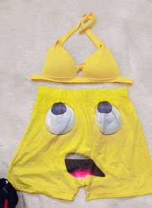 Yellow Emoji Bikini Set