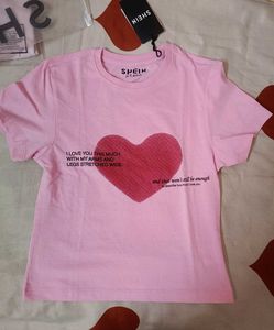 SHEIN Pink Heart Graphic Tee