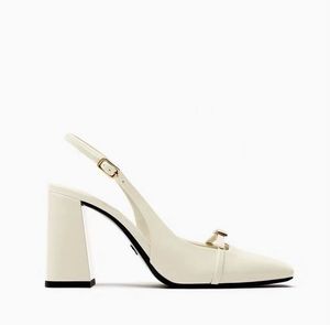 ZARA Cream Slingback Heels with Buckle