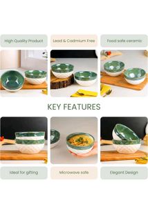 Chic Green &amp; White Bowl Set