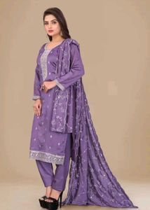 Purple Embroidered Kurta Set