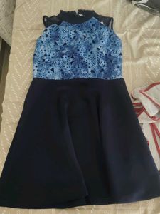 Madame Blue Floral Lace A-Line Dress