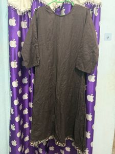 Elegant Brown Kurta with Floral Print