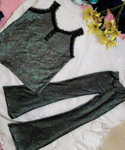 Sparkly Flared Pants With Top