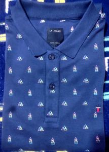 LP Jeans Navy Blue Graphic Polo Shirt