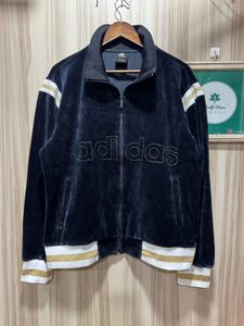 Adidas Black Velour Soft Zipup Track Jacket