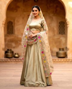Elegant Gold Embroidered Lehenga Choli