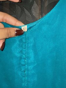 Elegant Teal Kurta with White Embroidery