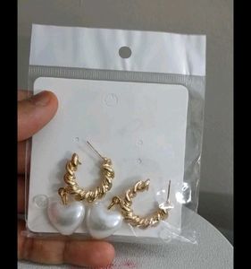 Heart Pearl Hoop Earrings