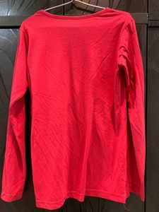 Chic Red Long Sleeve V-Neck Top