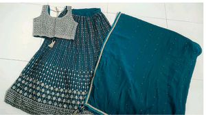 Beautiful Green Embroidered Lehenga Set